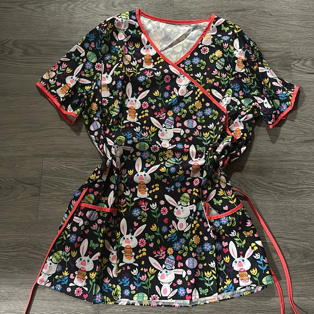 Easter Bunny Spring Scrub Top 🐣
